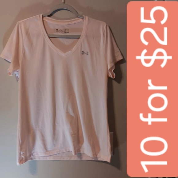 Under Armour Light Pink V-Neck Active Tee - Picture 2 of 12